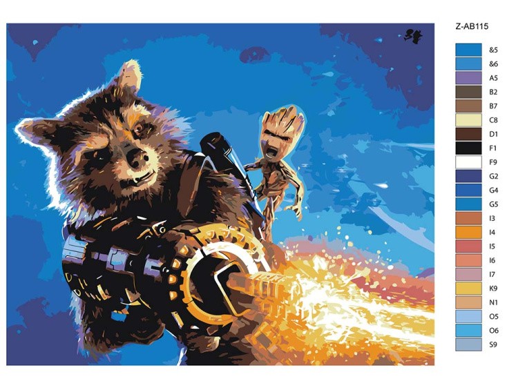 Картина по номерам «Ракета и малыш Грут» — картинка 2