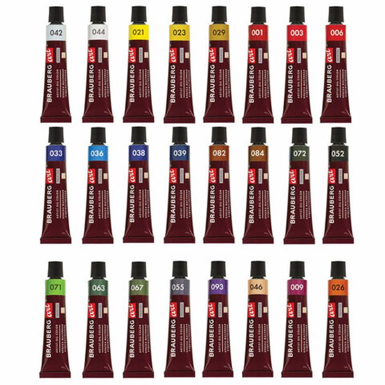 Краски масляные художественные BRAUBERG ART PREMIERE, 24 цв. по 12 мл, проф. серия, в тубах — картинка 3