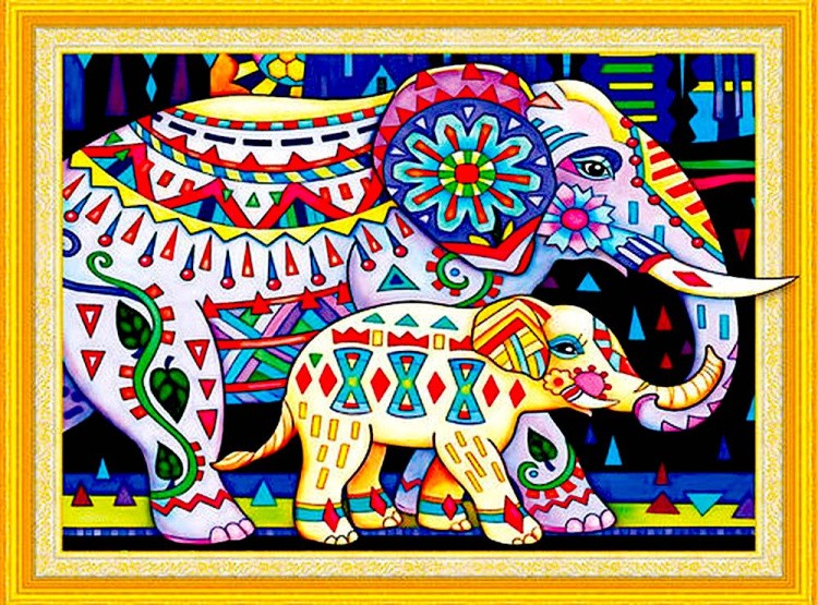 Алмазная вышивка «Индийские слоны»