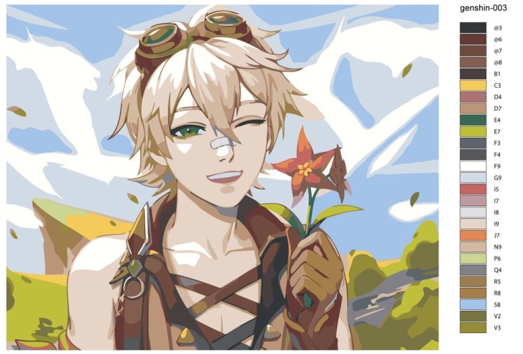 Картина по номерам «Genshin Impact Геншин Импакт: Беннет» — картинка 2