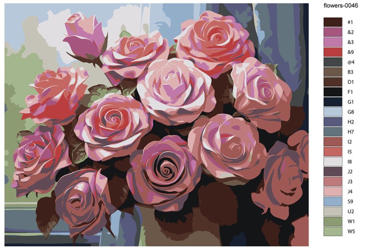 Картина по номерам «Цветы: Розовые розы в вазе 2» — картинка 2