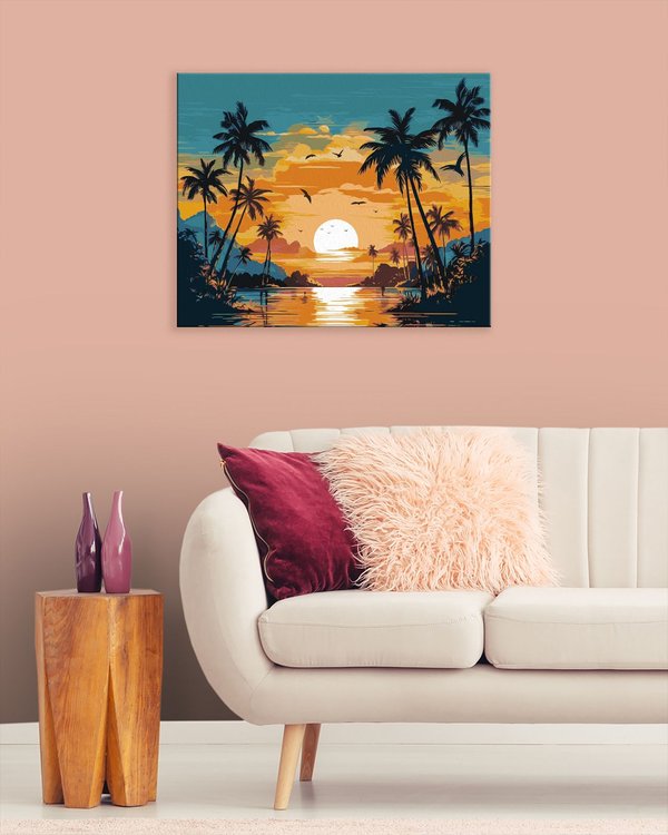 Картина по номерам «Закат с пальмами» — картинка 3