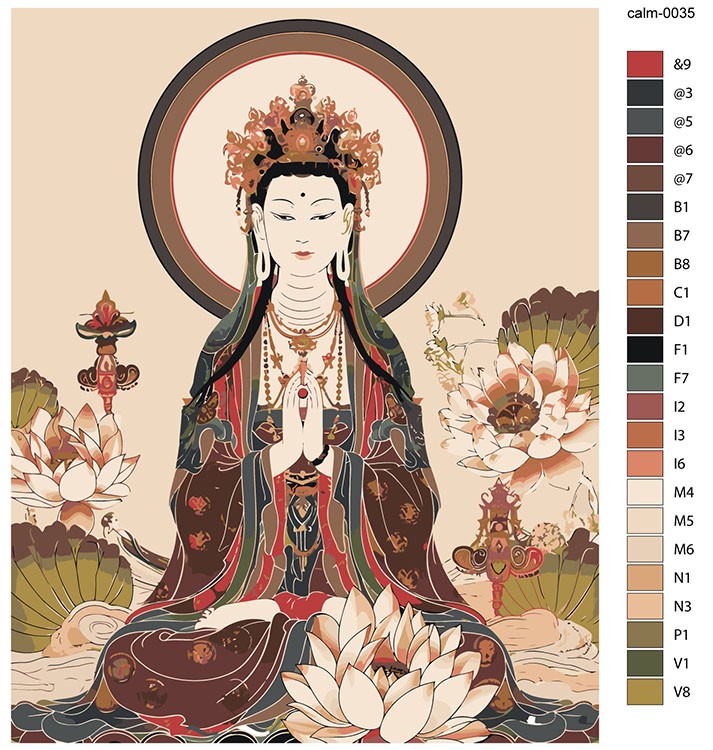 Картина по номерам «Религия буддизм: Будда и цветы лотосы» — картинка 2