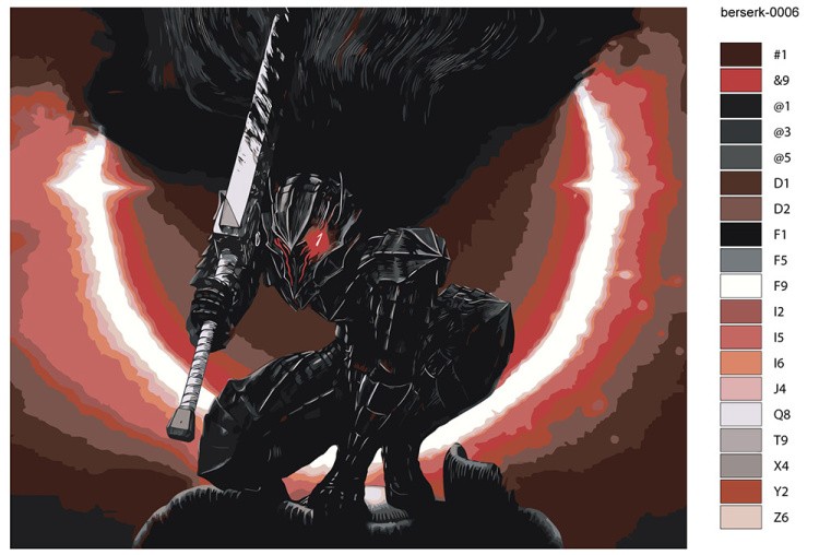 Картина по номерам «Берсерк Berserk манга аниме: Гатс броня» — картинка 2
