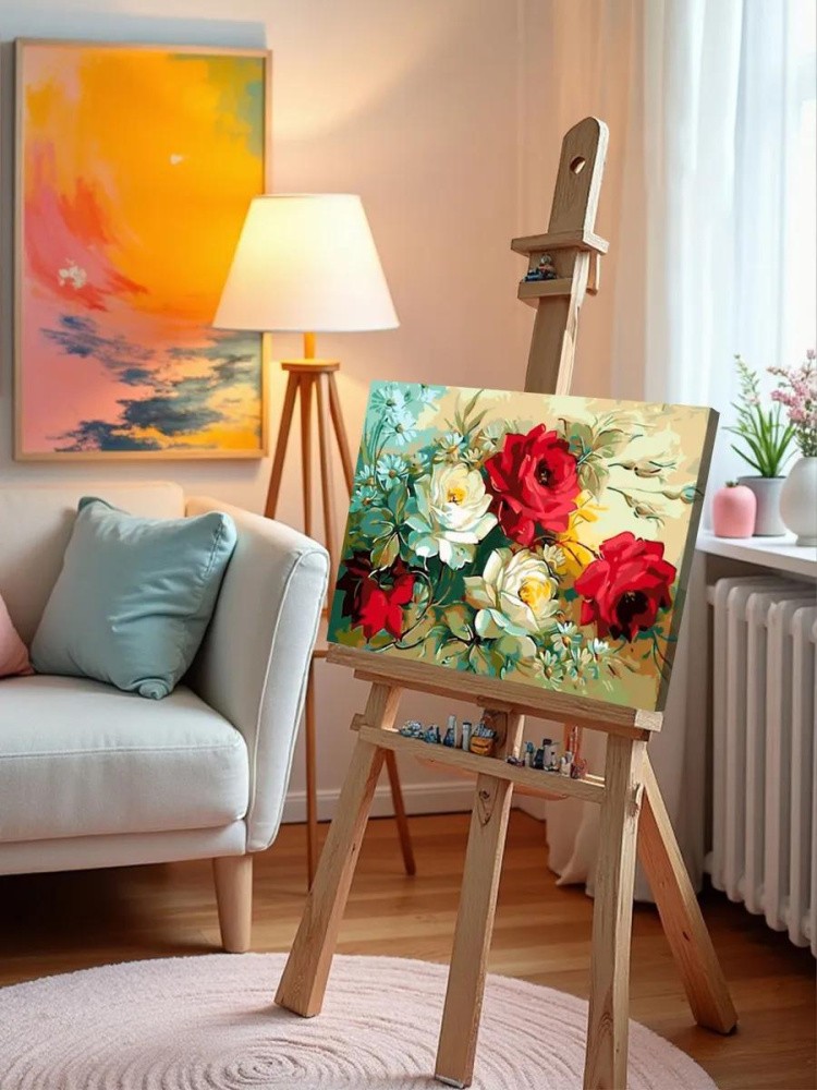 Картина по номерам «Розы и ромашки» — картинка 10