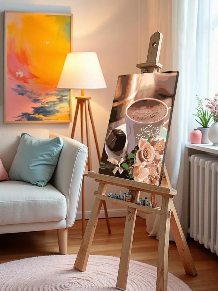 Картина по номерам «Кофе с розами» — картинка 10