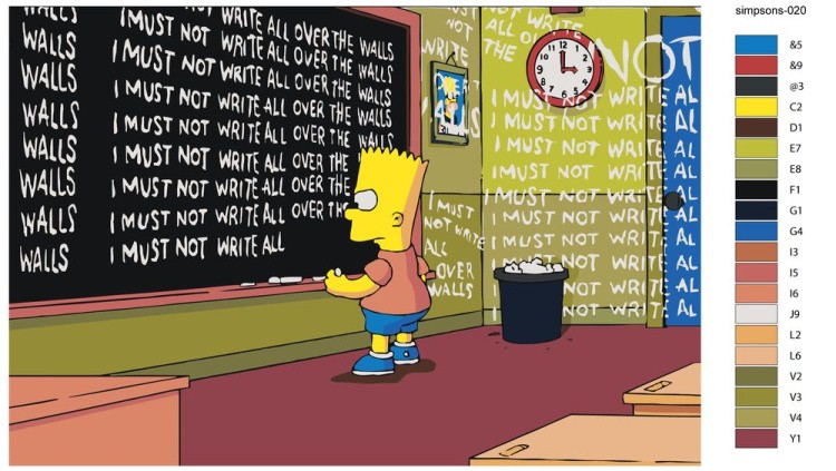 Картина по номерам «Simpsons Симпсоны: Барт пишет на доске» — картинка 2