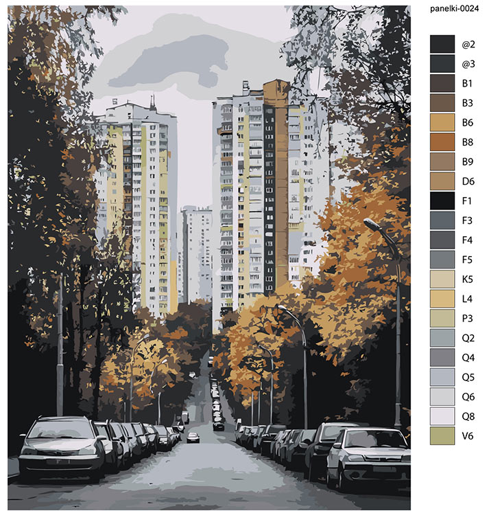 Картина по номерам «Панельки родные, осень в городе 40x50» — картинка 2