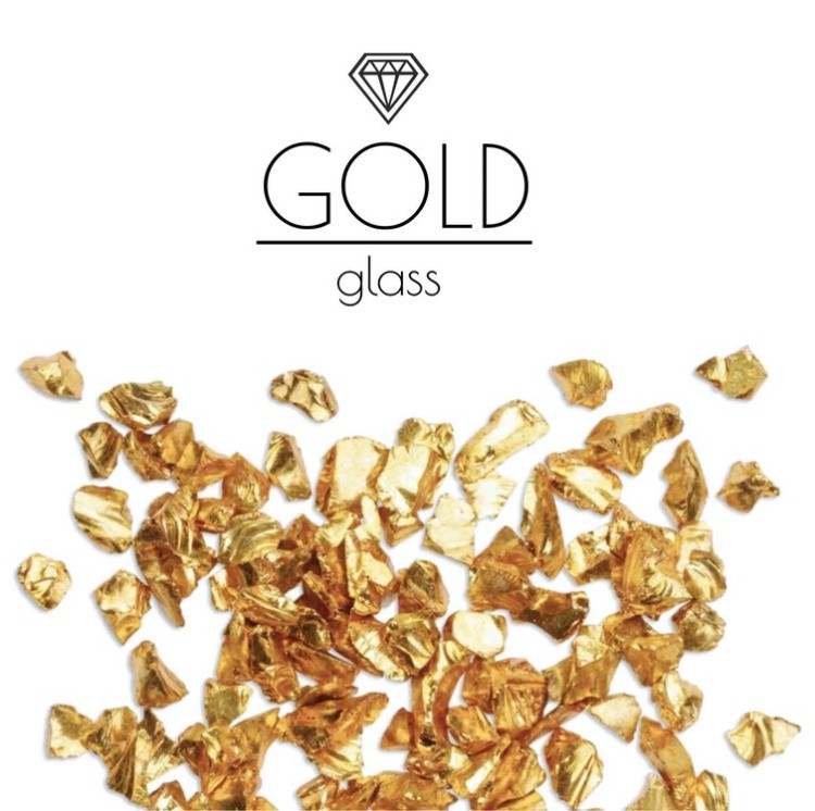 Золотая стеклянная крошка Gold, фракция 3-6мм, 100 г