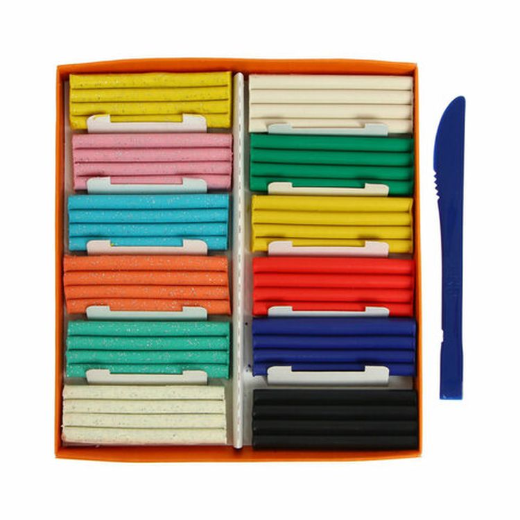 Пластилин классический Gamma «Оранжевое солнце», 12 цветов, 6 классических + 6 с блестками, 168 г, стек — картинка 2