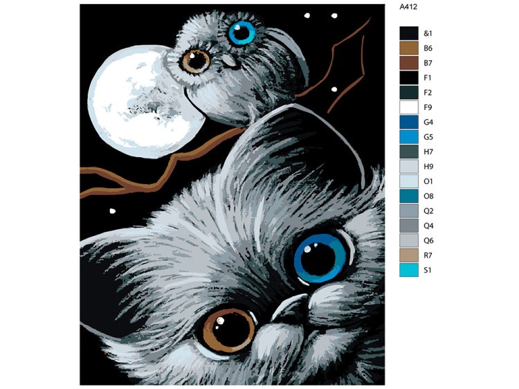 Картина по номерам «Ночные совушки» — картинка 2