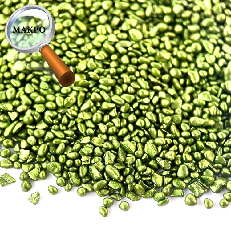 Стеклянные камушки мелкие перламутровые зеленые, 100 г — картинка 2