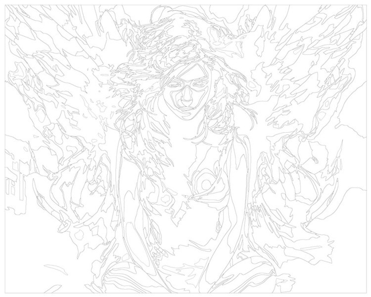 Картина по номерам «Девушка с крыльями двух стихий» — картинка 3