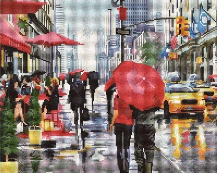 Алмазная вышивка «Дождь в Нью-Йорке»