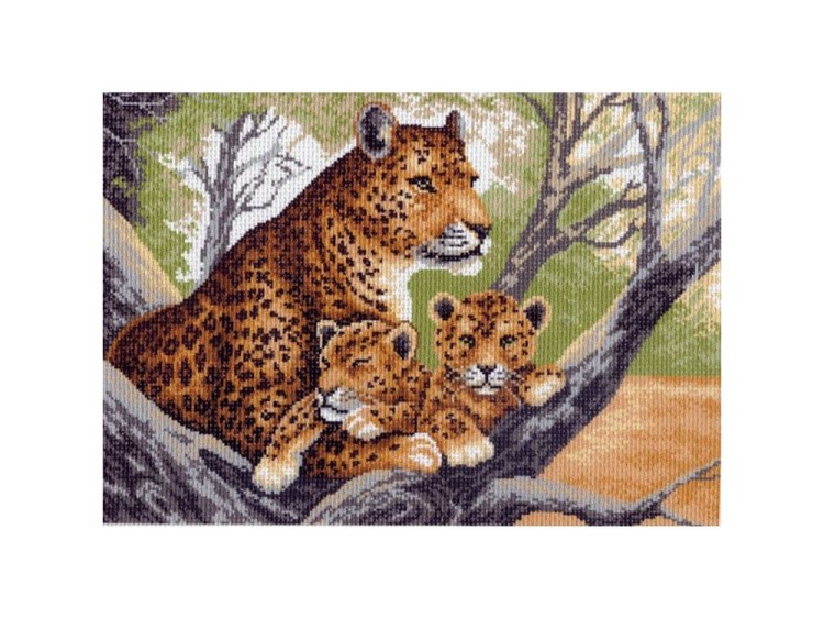Рисунок на канве «Гепард с малышами»