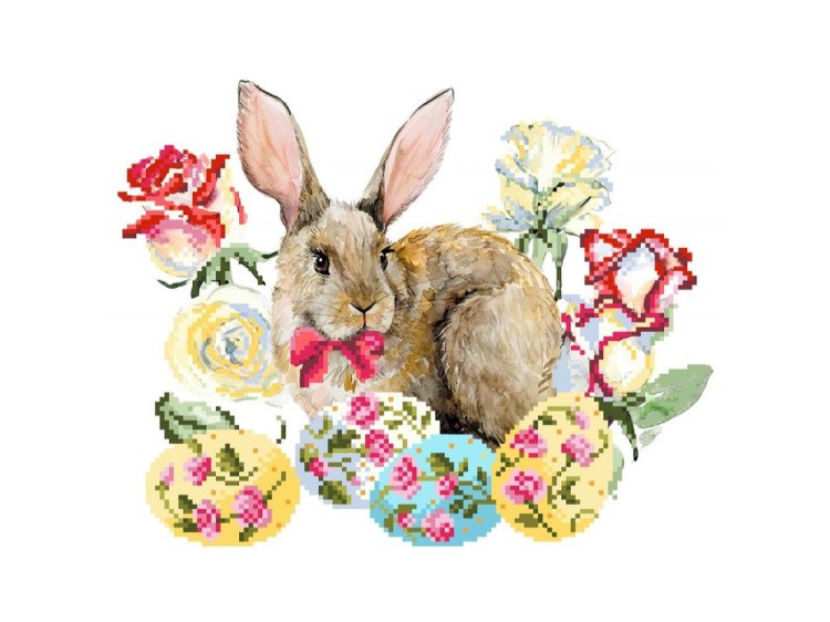 Рисунок на шелке «Пасхальный кролик»