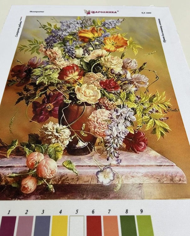 Принт для вышивки лентами на габардине «Великолепие» — картинка 4