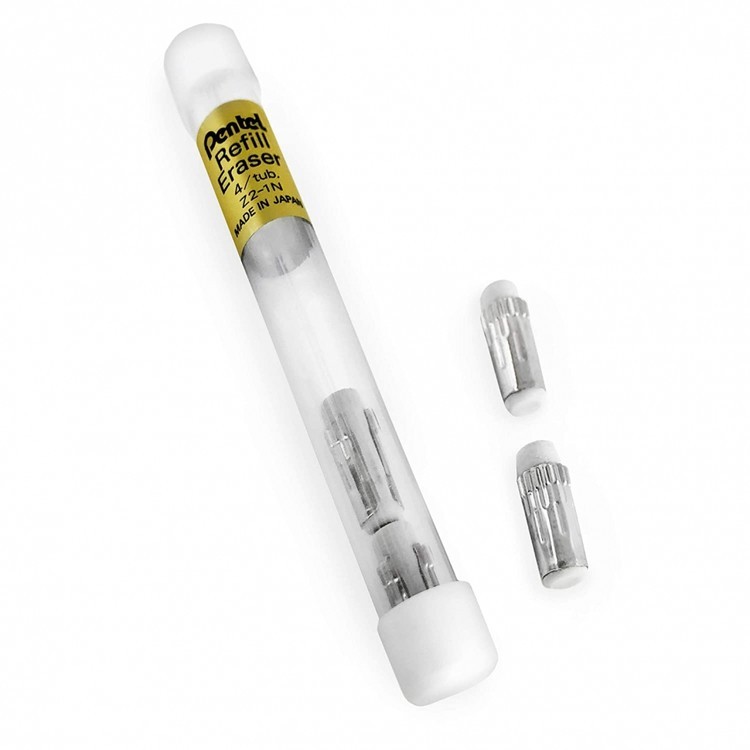 Сменные ластики для профессиональных карандашей 4 шт. 13.8x4.25 мм в тубе, 12 туб, Pentel — картинка 4