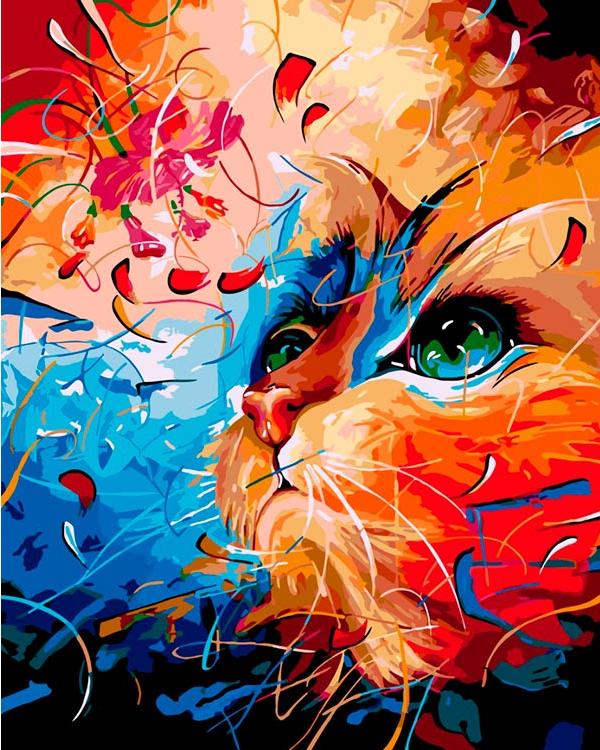 Картина по номерам «Кот в абстракции»