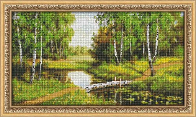 Алмазная вышивка «Березовый мостик» — картинка 2