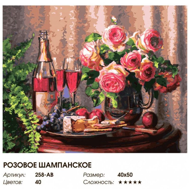 Картина по номерам «Розовое шампанское» — картинка 2