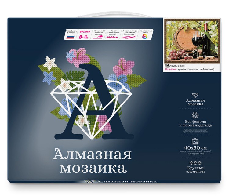 Алмазная вышивка «Фрукты и вино» — картинка 2