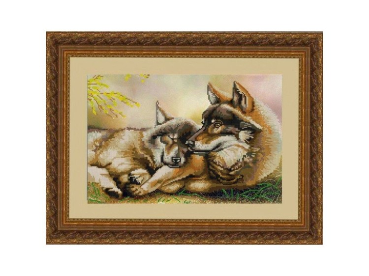 Рисунок на ткани «Пара волков»