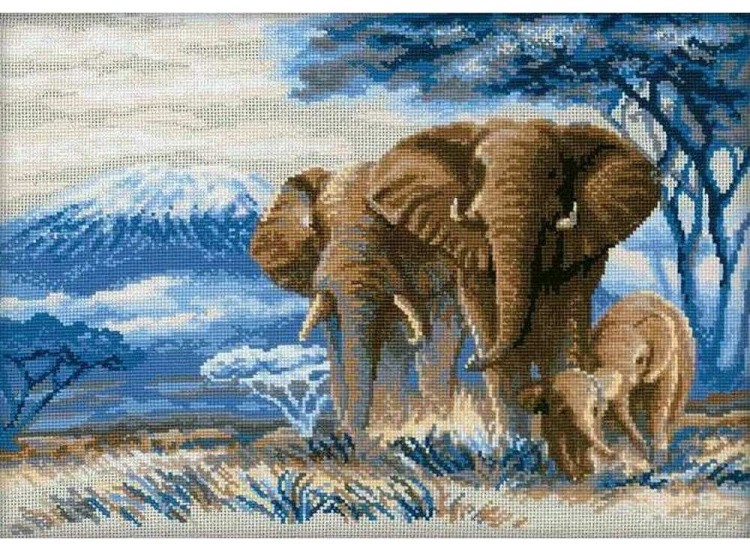 Набор для вышивания «Слоны в саванне»