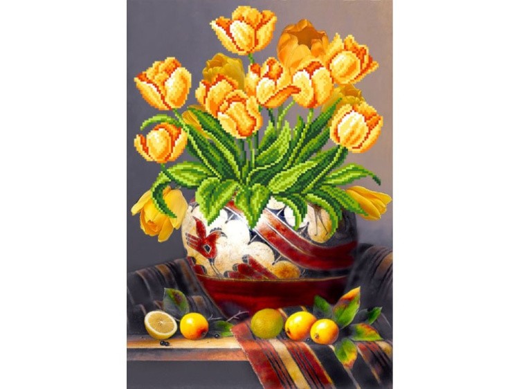 Рисунок на шелке «Тюльпаны»