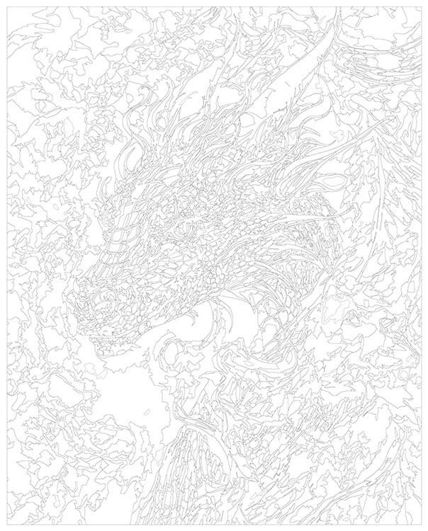 Картина по номерам «Зеленый древесный дракон в акварельном стиле» — картинка 3