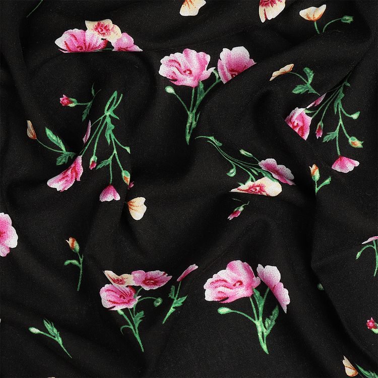 Ткань Штапель с рисунком, 5 м, ширина 145 см, 110 г/м2, цвет: с1 черный, TBY — картинка 2