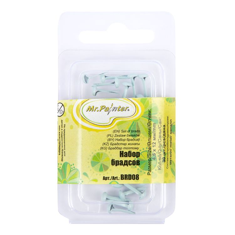 Набор брадсов, 4,5x12 мм, 30 шт., цвет: голубой, Mr.Painter — картинка 3