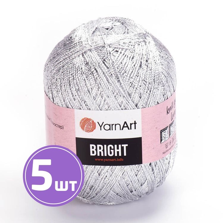 Пряжа YarnArt Bright (128), бело-серебряный, 5 шт. по 90 г