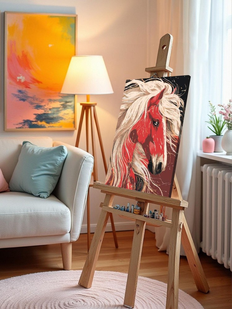 Картина по номерам Красная лошадь Символ нового года — картинка 10