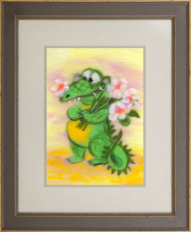 Картина шерстью «Влюбленный крокодил» — картинка 2