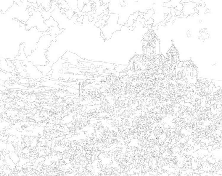 Картина по номерам «Армения: древний монастырь, лето 40x50» — картинка 3