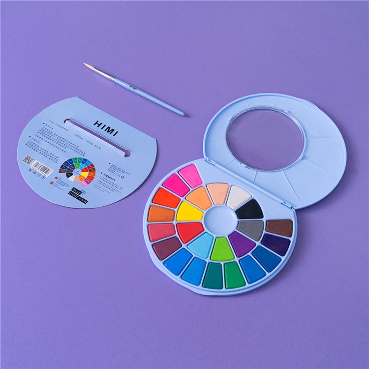 Набор акварельных красок HIMI голубой 24 цвета - 1 коробка — картинка 8