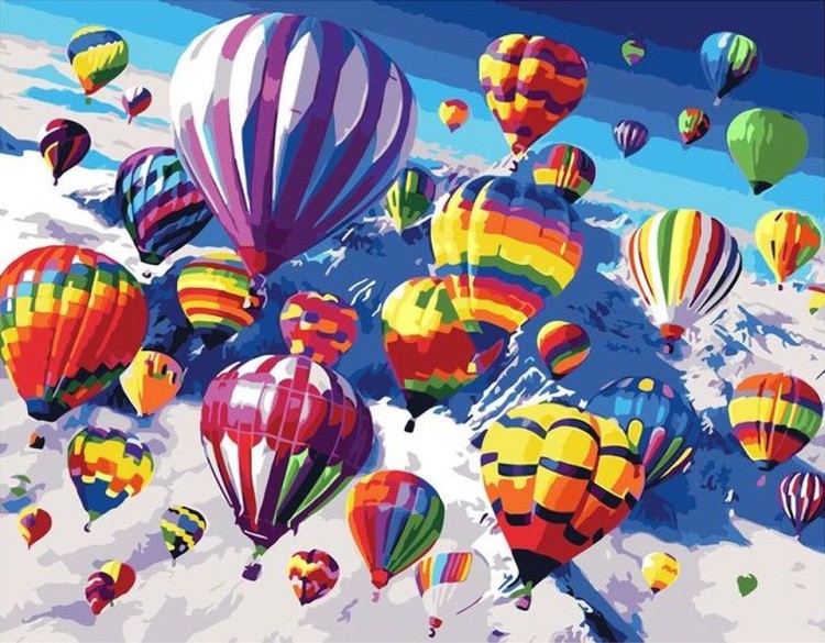 Картина по номерам «Воздушные шары в небе»