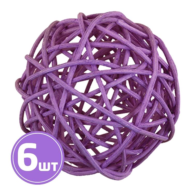 Шар декоративный из ротанга d 9 см, 6 шт., цвет: №09 фиолетовый, Blumentag