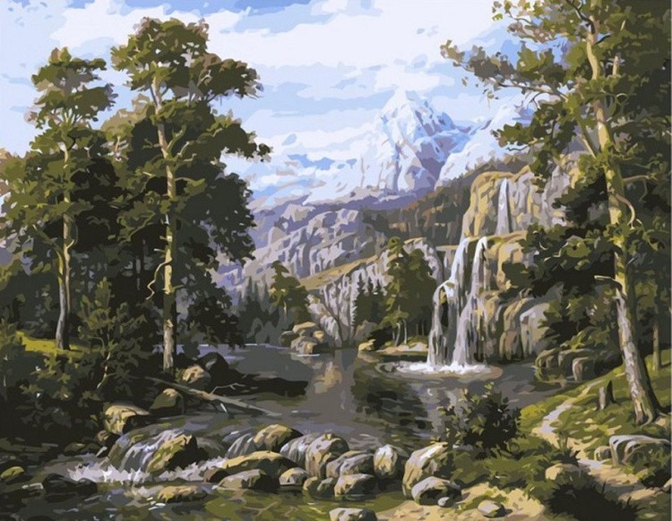 Картина по номерам «Водопад в лесу»