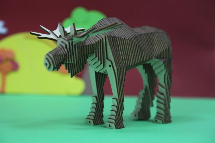 Деревянный конструктор «Лось», с набором карандашей, UNIWOOD — картинка 4