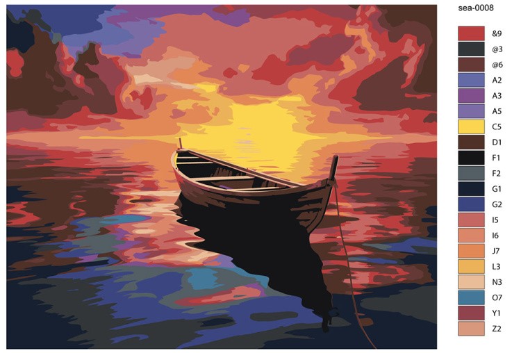 Картина по номерам «Море: Лодка на закате 2» — картинка 2