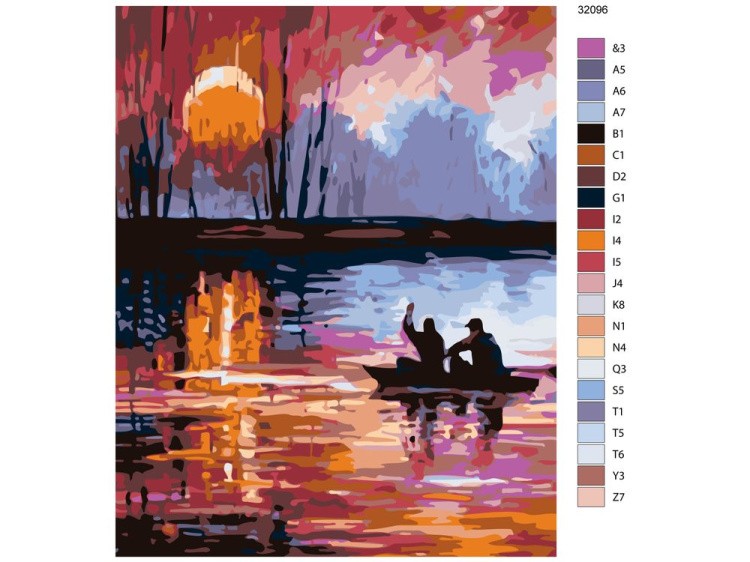 Картина по номерам «Закат у реки» — картинка 2