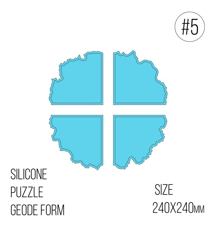 Силиконовый молд в виде среза камня Puzzle Geode (из 4 частей), модель №5, Craftsmen.store