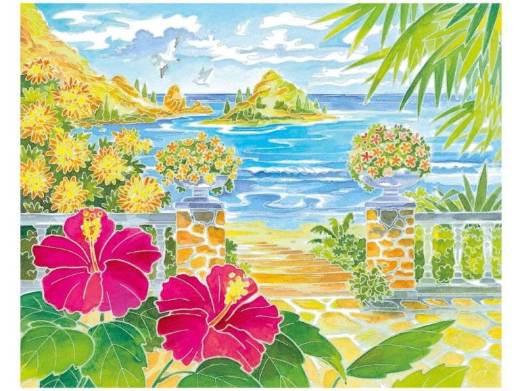 Картина акварелью по контурам «Побережье» — картинка 3