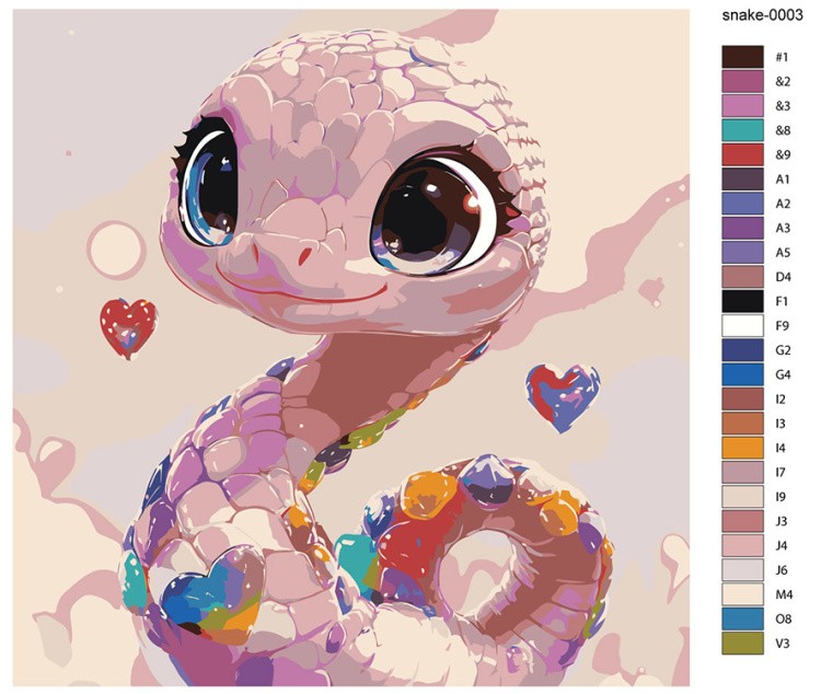 Картина по номерам «Розовая змея, Символ года, животные» — картинка 2