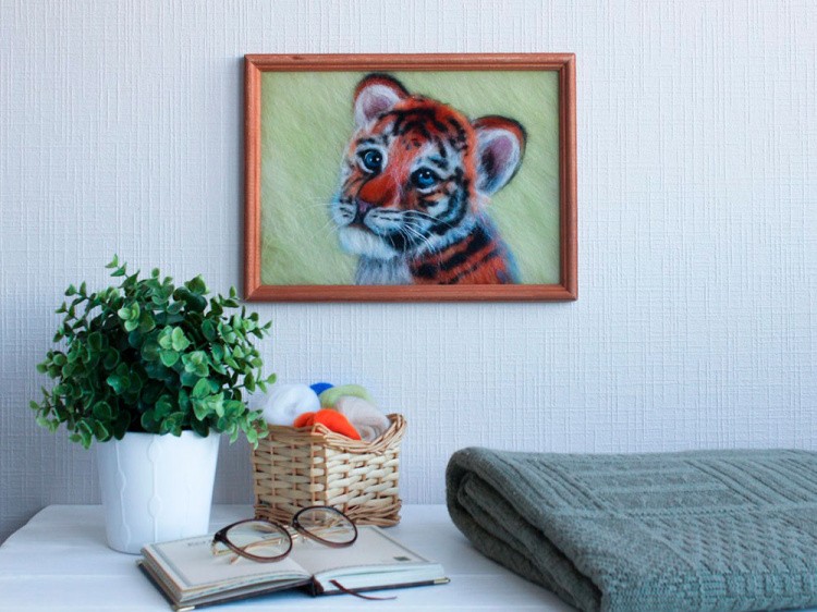 Картина шерстью «Тигренок» — картинка 4