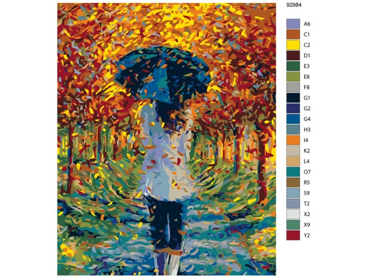 Картина по номерам «Осень под зонтом» — картинка 2