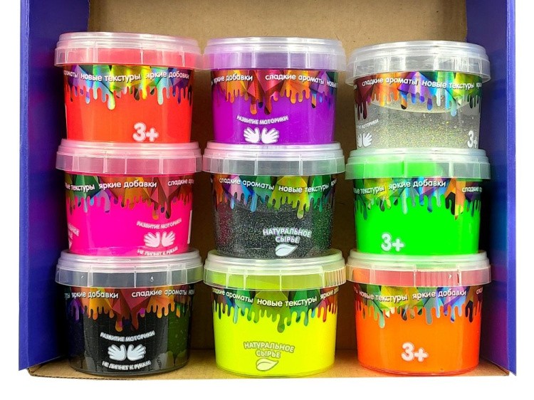 Набор слаймов «Стекло» в боксе Galaxy/Party (9 шт по 100 гр)
— картинка 2