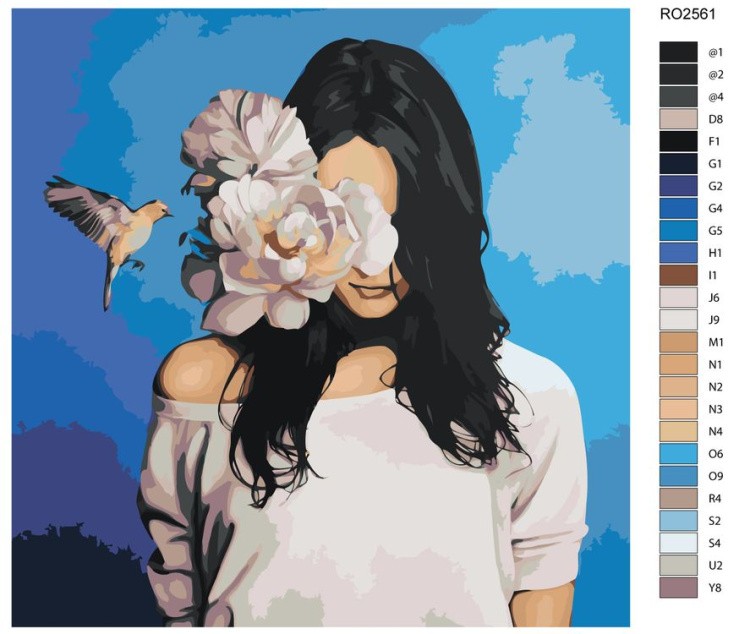 Картина по номерам «Девушка с птичкой» — картинка 2